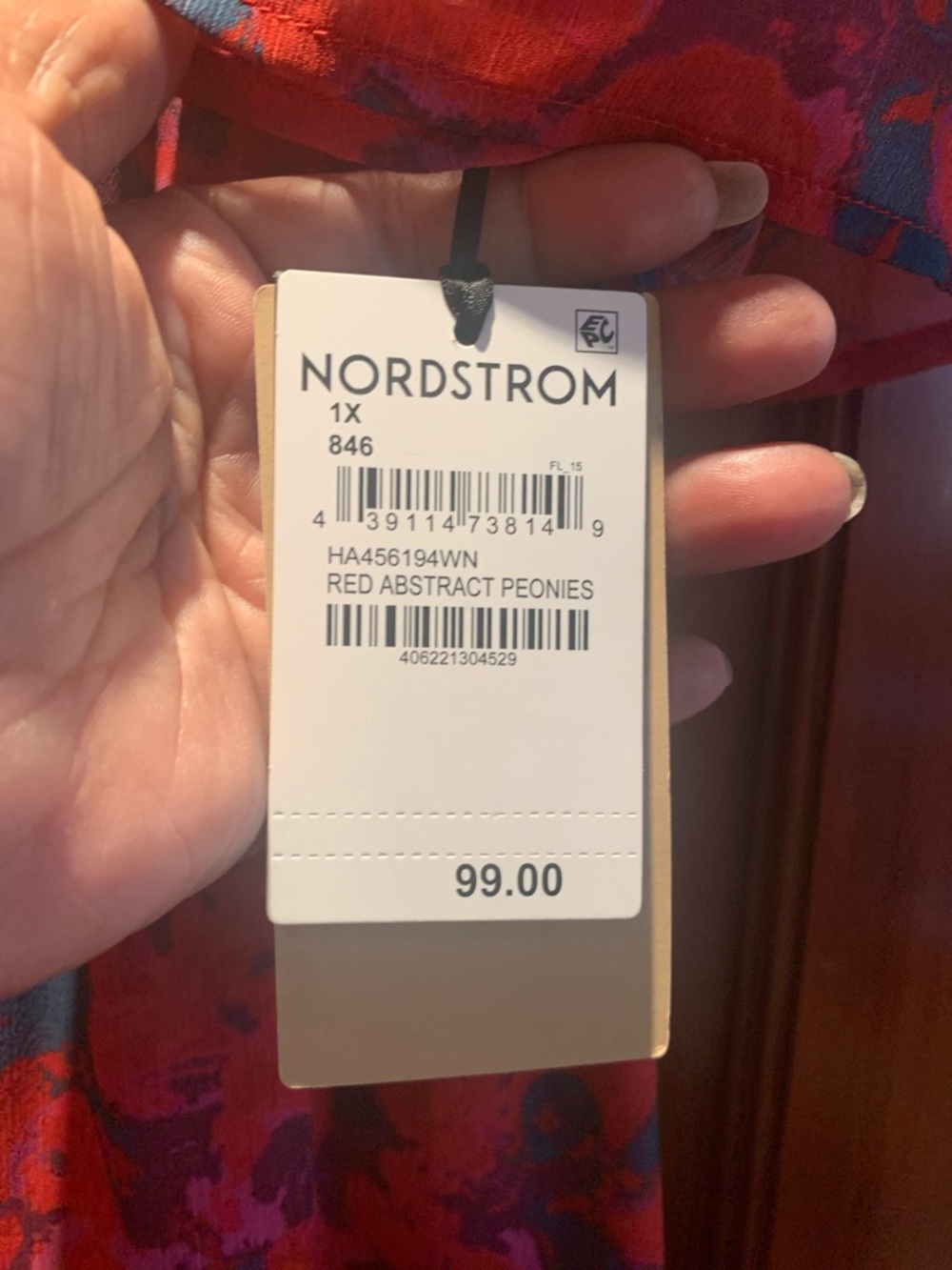 Nordstrom  Halogen brand Red and Blue Floral Maxi Dress - Picture 4 of 7